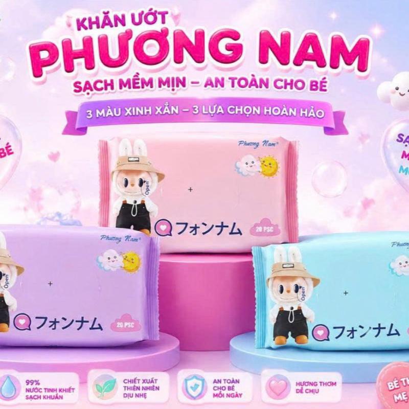 Khăn Ướt Phương Nam Gói Nhỏ 20 Tờ Tiện Lợi Phù Hợp Cho Mọi Gia Đình
