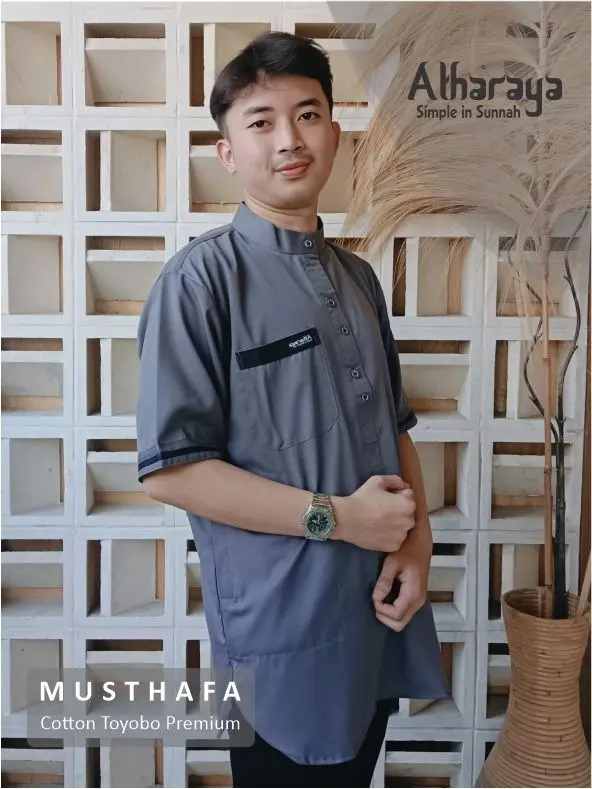 TERLARIS Baju Koko Pria Lengan Pendek Katun Toyobo Kurta Muslim Nyaman Santai 1