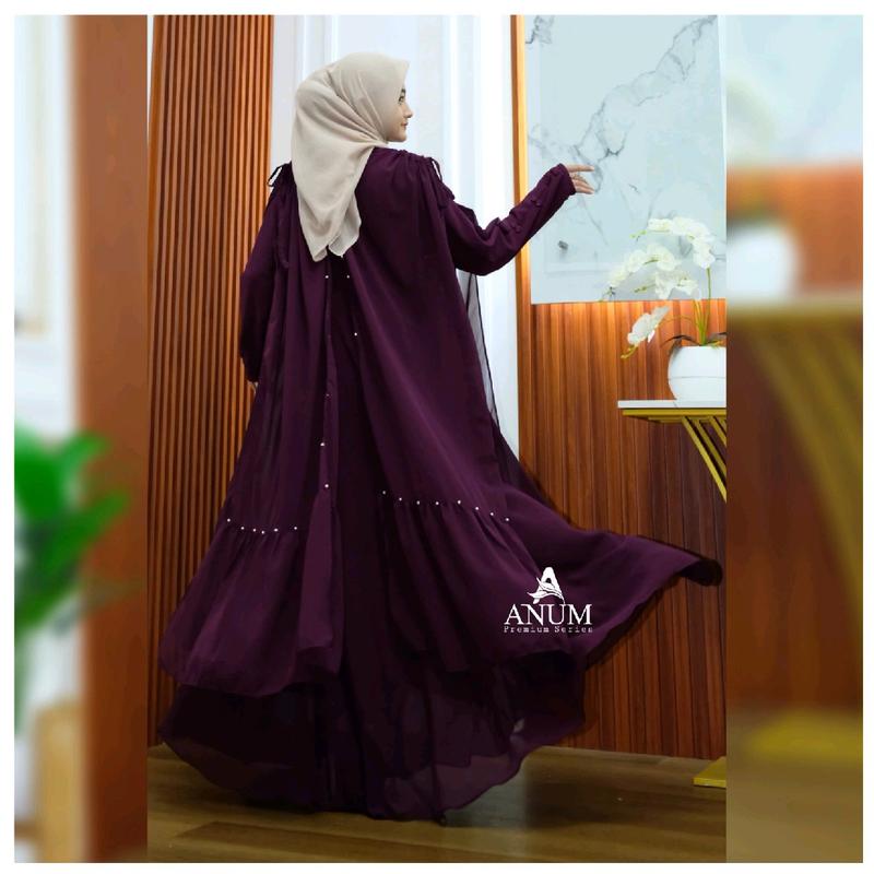 Anum Premium Series Shafira Set Abaya Matt.Ceruty Armany Cocok untuk Kondangan dan Syar'i - Muslim Gamis Lembut Mewah Outer Mutiara 5