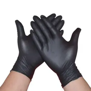 [ 10 PCS ] Sarung Tangan Karet Latex Shamrock Hitam Original Premium XS - S - M - L - XL Cleaning hand glove nitrile Black