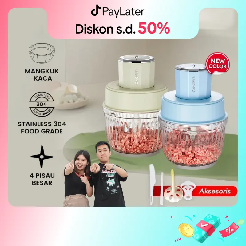 (GREBEK GUDANG KETARKETIR) SAMONO 2.5 Liter Food Chopper Multifungsi Penggiling Daging Penghalus Makanan Pisau Stainless Praktis Garansi 1 Tahun (SW-CG350)