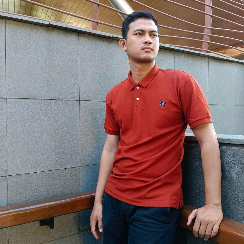 Julio Plano Kaos Polo Shirt Pria Premium Kerah Warna Teracota Basic 3