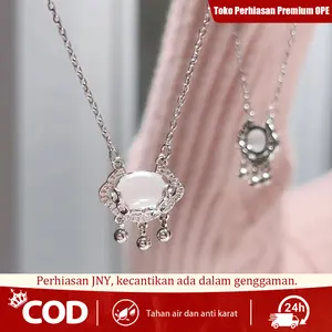 Kalung Kekinian | Perak S925 Batu Akik Putih | Desain Gembok Keberuntungan|COD|Dapat disesuaikan
