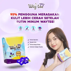 Waytea Collagen Drink Exclusive Kak Asya dengan Fish Collagen & Saffron Extract Minuman Serbuk Kolagen L-Glutathione 1 Box Isi 5 Sachet Halal