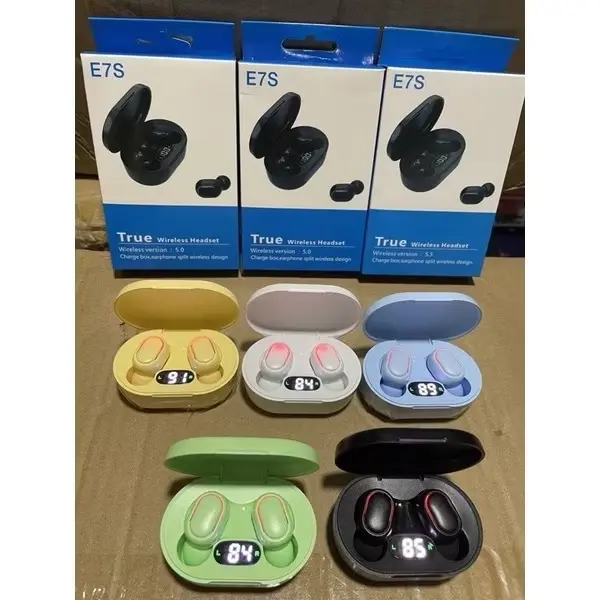 Tai nghe E7S Bluetooth 5.0 Giảm tiếng ồn Tai nghe không dây âm thanh nổi HiFi có đèn LED Điều khiển nút hiển thị kỹ thuật số Tai nghe thể thao Mini chống nước cho iPhone Xiaomi