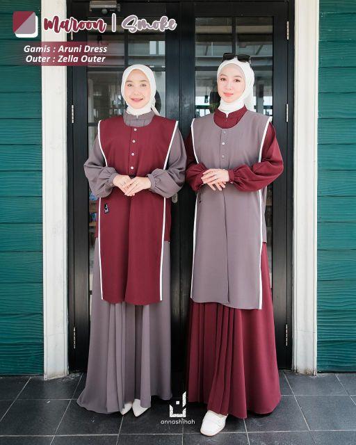 Product Introduction of ARUNI DRESS ZELLA OUTER BY ANNASHIHAH/ TWO IN ONE/ GAMIS MUSLIM+OUTER BAHAN SABRINA BEST PREMIUM 23