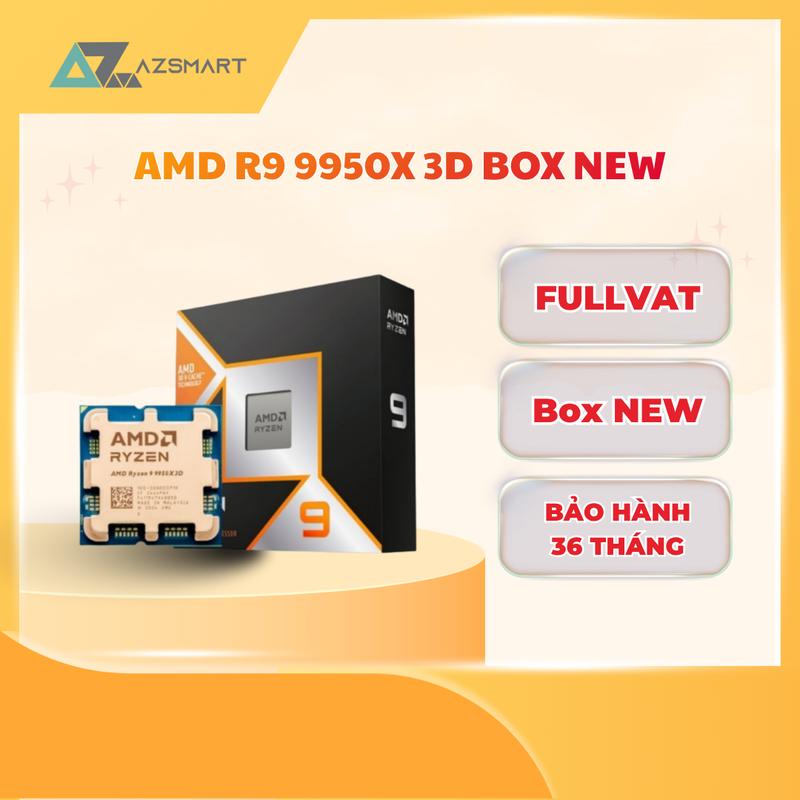 CPU AMD Ryzen 9 9950X3D Box New – 16 Nhân 32 Luồng – Bảo Hành 36 Tháng Full Vat…