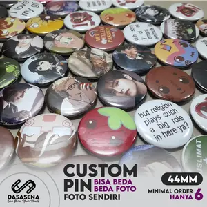 Cetak Pin Peniti Bros 44mm Clips Custom Foto Sendiri Desain Bebas Murah