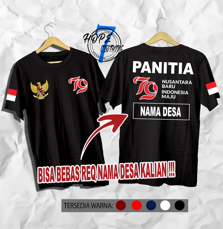 (COD) H-CLO PANITIA 17 AGUSTUS HUT 79 DIRGAHAYU 79 KAOS PRIA WANITA ,KATUN COMBED 30S ,DTF PRINT HIGH QUALITY. Sablon Lembut Lokal Distro 2
