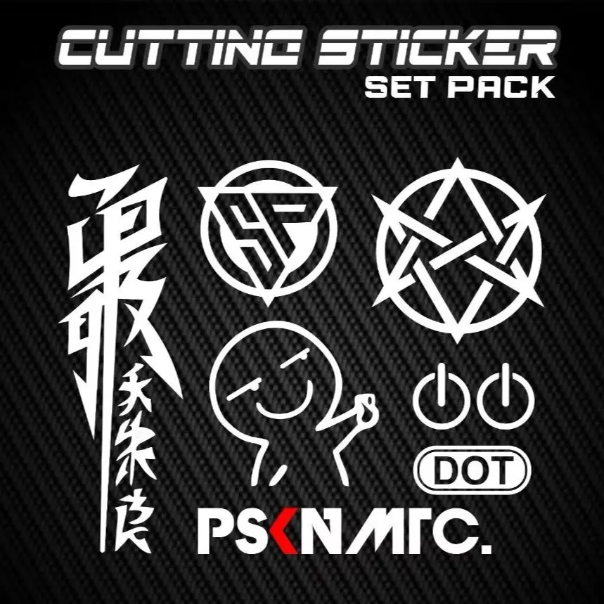 Stiker Cutting Seat PSKNMTC Kanji China Logo SP Bulat Emot Lucu Dot Logo Power Bintang Bariasi Berkualitas untuk Motor dan Helm - Motorcycle