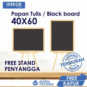 Papan Tulis Kapur Hitam Blackboard Chalkboard 40X60 cm Kayu Jati Belanda