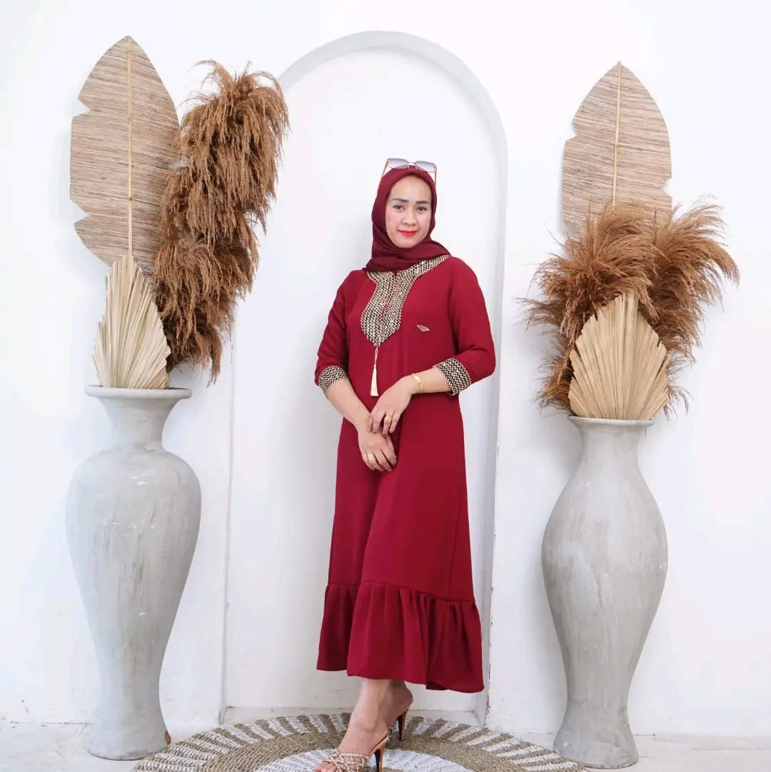 gamis sultan arabian crinkle airflow rempel busui by eriston. Muslim Renda Tebal Wanita