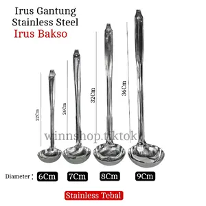 WS1 Irus Kuah Bakso Centong bakmie Stainless Steel TEBAL Centong Kuah Sop Gantung Sendok Kitchenware