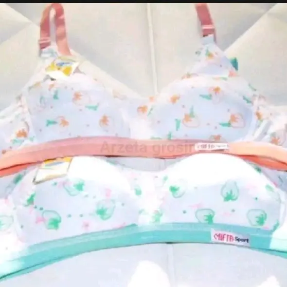 3pcs 6pcs BH Remaja Tanpa Busa Tanpa Kawat Motif Bra 2