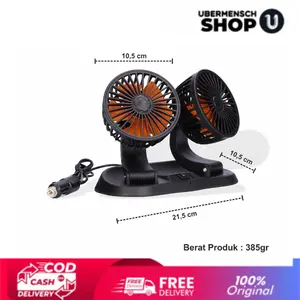 [US] Kipas Angin Mobil 2 kepala Double Fan Kipas Ganda Aksesoris Mobil 12V / 24V Car Fan Kipas Dasbor Dua Kepala