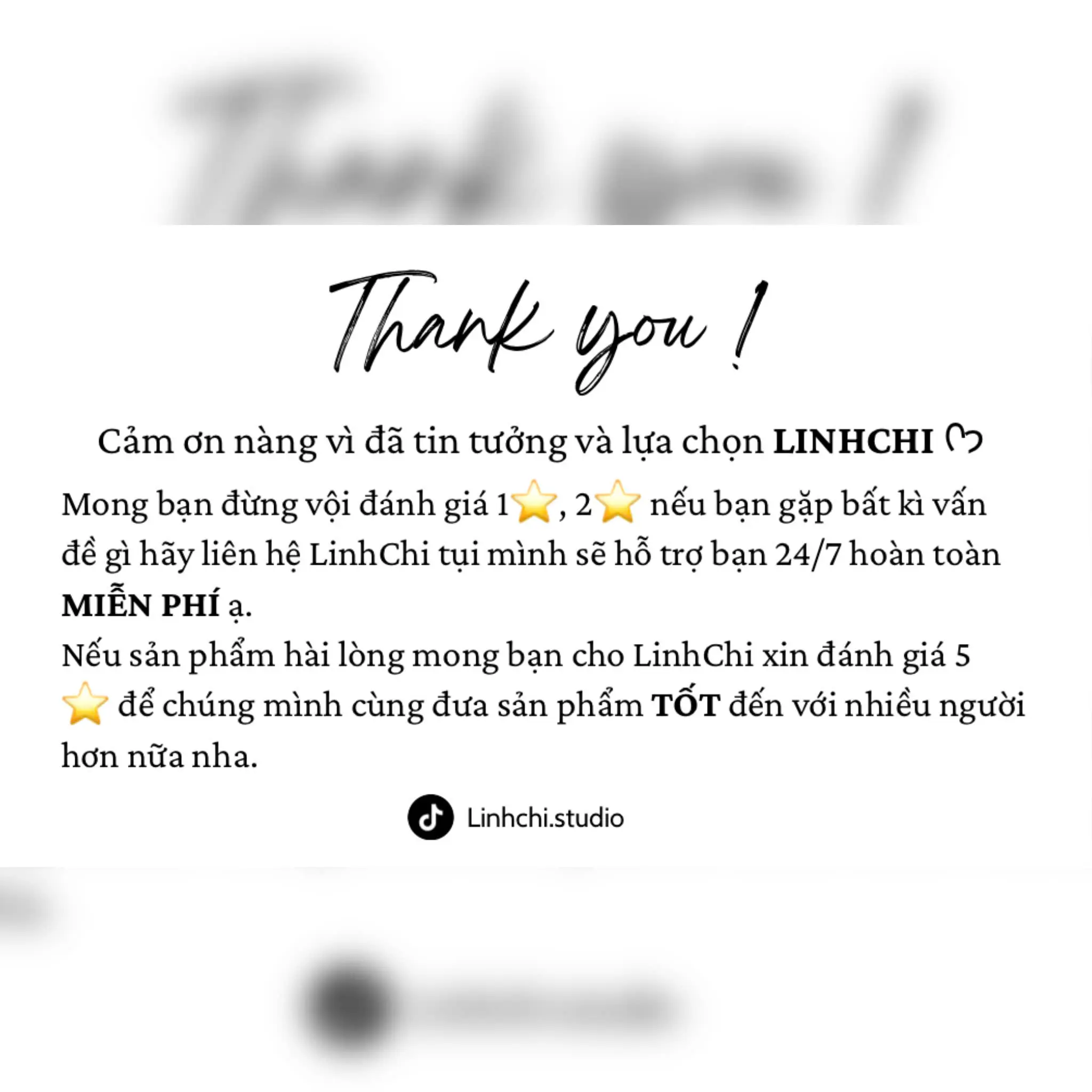Thư cảm ơn khách hàng của Linhchi.Studio
