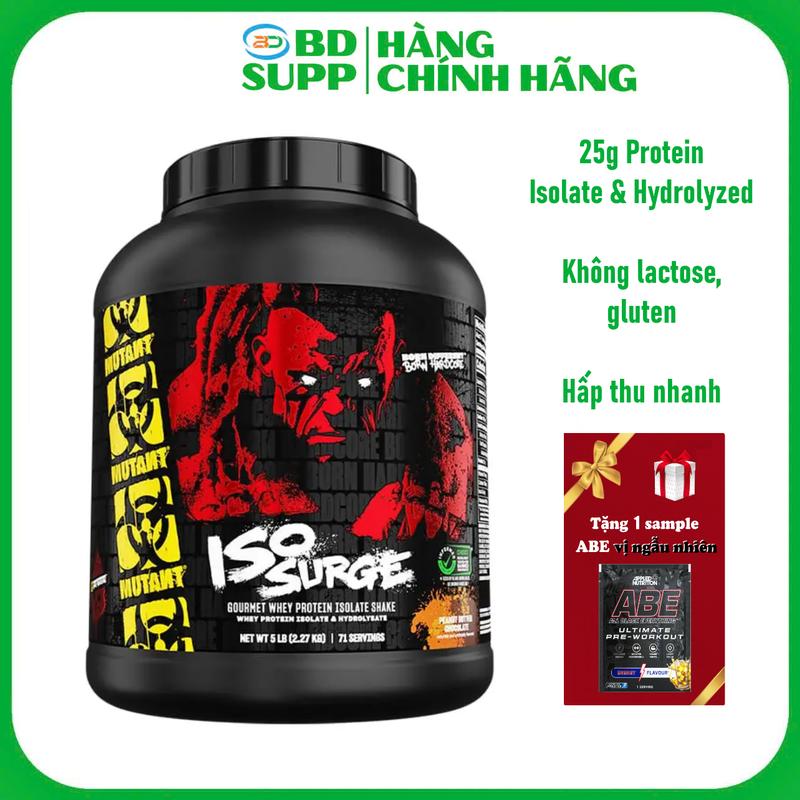 Kèm Quà Bột Protein Mutant ISO SURGE Whey Protein Isolate tinh khiết 5Lbs 2,3kg