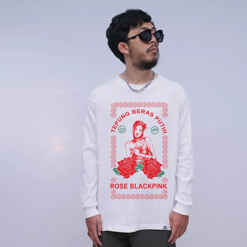 Zerotwentytwo Longsleeve Blackpink White | Kaos Lengan Panjang Blackpink Putih Pria Parodi Plesetan Lucu 2