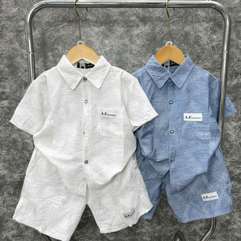 (Mon kids) Bộ Quần Áo Sơ Mi Ngắn Tay Cho Bé Gái Và Bé Trai từ 17-60kg Phong Cách Hàn Quốc Thời Trang Mùa Hè