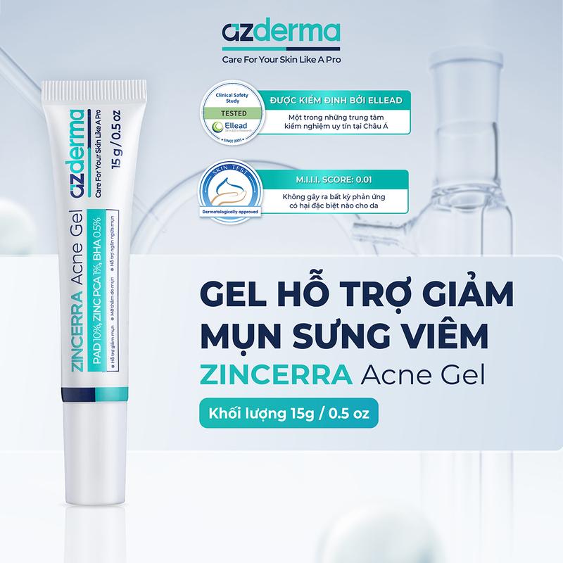 [ Độc Quyền Live ] Gel hỗ trợ giảm tình trạng mụn và giúp giảm tình trạng mụn quay trở lại - Zincerra Acne Gel Azderma .