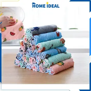 Kain Lap Dapur Serbaguna Bahan Coral Fleece 2 Sisi Serap Air Anti Minyak Motif Buah HI C562