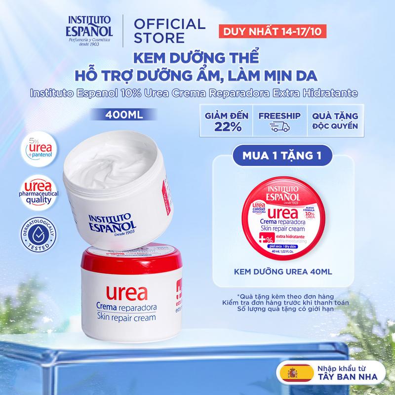[LS] [Tặng 1 kem duoxng 40ml] Kem Dưỡng Thể Hỗ Trợ Dưỡng Ẩm, Làm Mịn Da Instituto Español 10% Urea Crema Reparadora Extra Hidratante 400ml