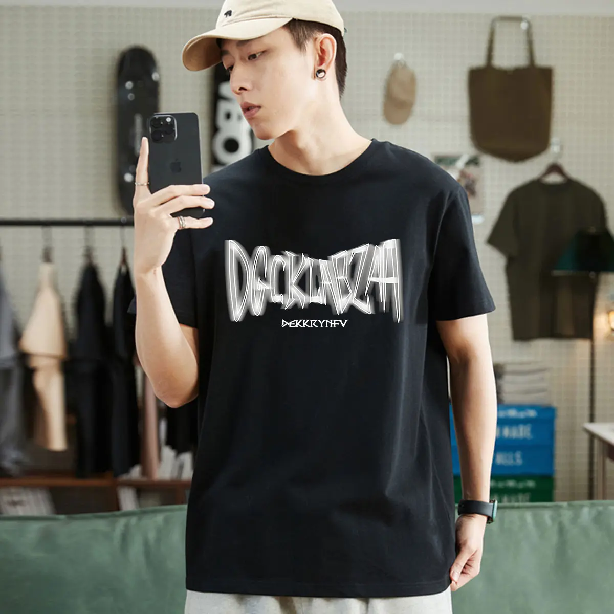 T-shirt Kaos Distro Baju Pria Cowok  Korean Style Katun Polos Hitam Polos T-shirt Dewasa Kerah Oblong C124 Combed Sablon