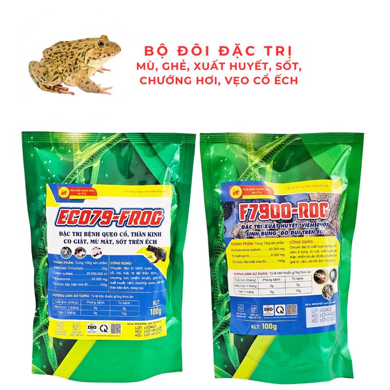  Bộ thuốc trị bệnh vẹo vổ mù mắt ghẻ lở chướng hơi xuất huyết viêm ruột tuột nhớt trên ếch cá 200g ECO79 - F7900 