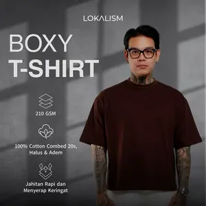 Lokalism Kaos Boxy Pria Wanita 100% Cotton Combed 20s 210 GSM Premium | Coffee Brown