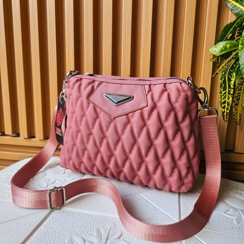 TABUSY tas wanita selempang terbaru tas slingbag terbaru 2 resleting Selempang Kanvas berkualitas 3