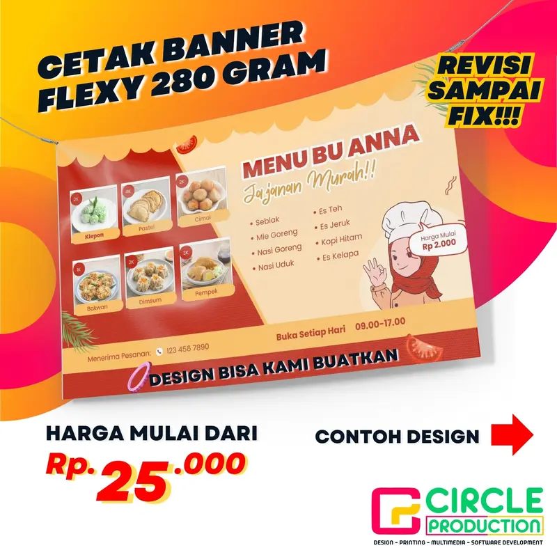 BANNER SPANDUK BUAT JUALAN BAHAN FLEXY 280 | COCOK UNTUK UMKM DAN USAHA LAINNYA BISA CUSTOM DESIGN 0