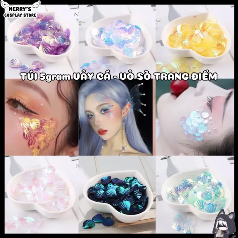 1 Túi 5g Vảy Cá Nàng Tiên Cá Ánh Hologram Dùng Trang Điểm Cổ Trang , Cosplay , Makeup Chuyên Nghiệp Cosmetic Nữ