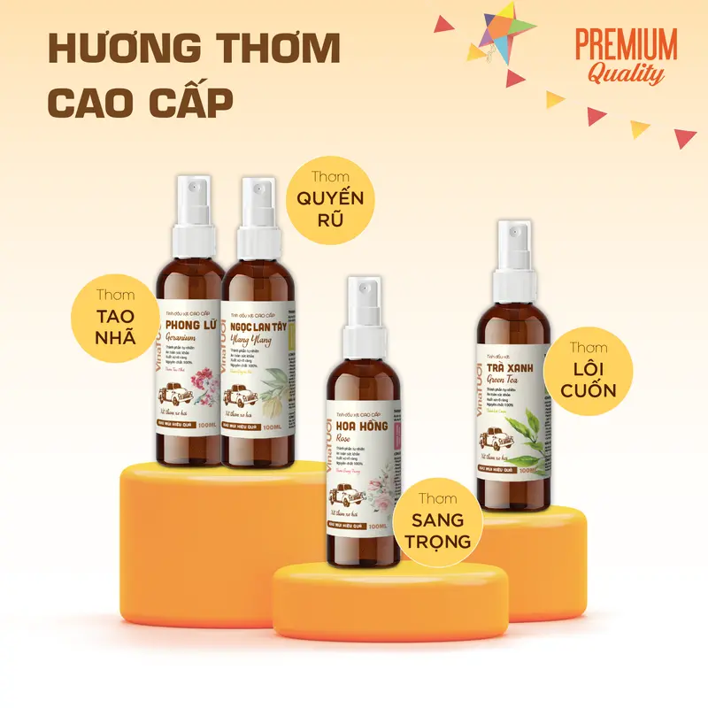 Chai Tinh Dầu Xịt Khử Mùi Xe Hơi Thơm Xe Ô Tô VINA TƯƠI 100ml-500ml Chống Say Xe Vệ Sinh Nội Thất 4