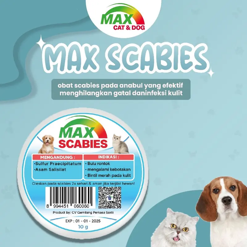 MAX SCABIES SALEP 10gr obat gatal kudis jamur bakteri  scadix kucing anjing 0