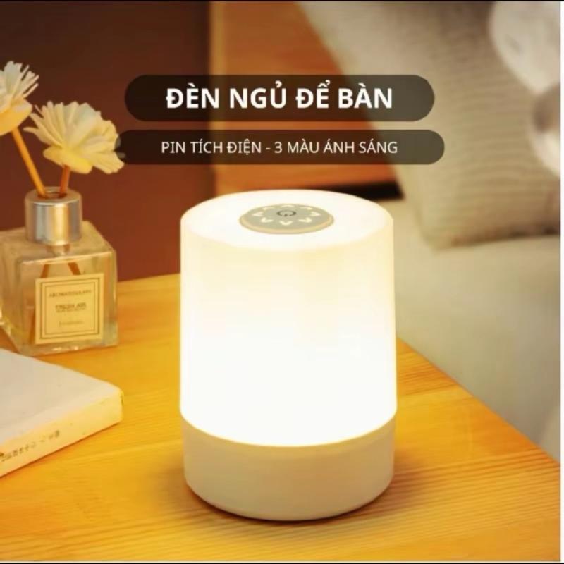 Đèn ngủ tích điện để bàn cảm ứng 3 màu ánh sáng, Đèn led trang trí phòng ngủ…