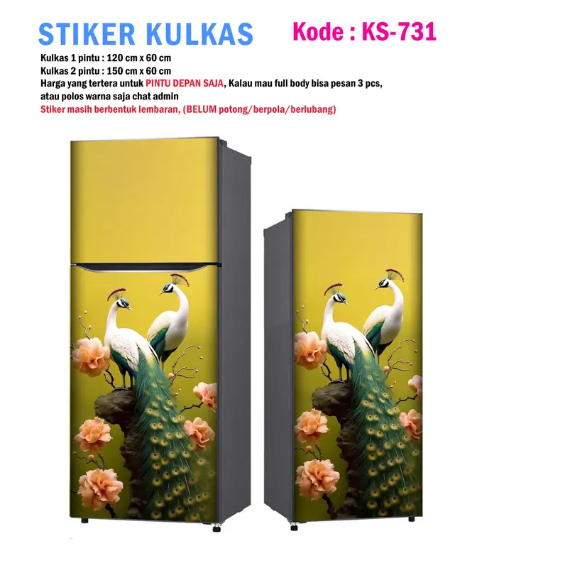 Stiker Kulkas 1 Pintu dan Sticker Kulkas 2 pintu Burung Merak 3