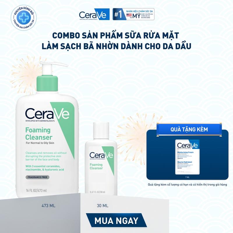 CRV Bộ sản phẩm sữa rửa mặt làm sạch bã nhờn dành cho da dầu Foaming Cleanser