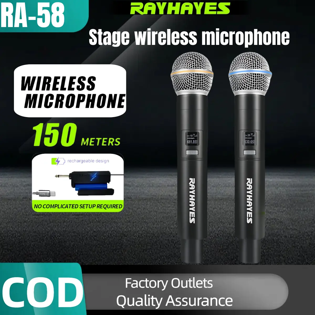 Protection Cordless Audio microphone karaoke Wireless Microphone UHF Professional Handheld Rechargeable Wireless Mic For  microphone wireless-DHG Microphone Connection Smartphone Professional wireless microphone