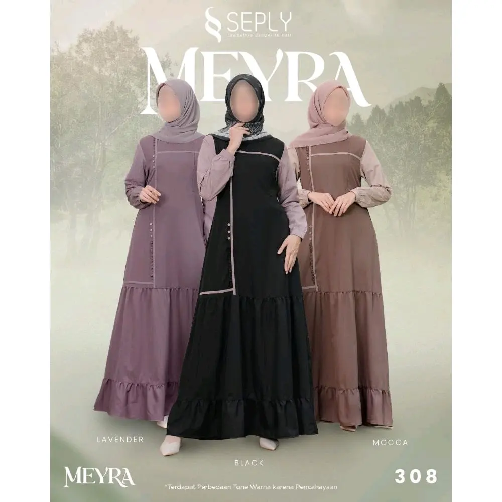 Gamis SEPLY Meyra 308 Lavender ,Black ,Mocca/Gamis Seply/Diskon/Best Seller/Hot Item/Original Dress Wanita Muslim Lebaran