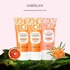GME-ELAN 3pcs Orange Exfoliating Gel 50g Gluta Whitening Lazy Cream 30g Krim Malas Krim CC