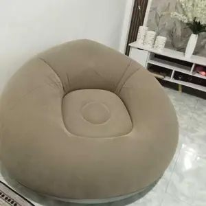 Inflatable Sofa Kursi Angin Portable Single Size Sofa Santai Empuk Lembut Bean Bag Sofa Tiup Nyaman untuk Kamar Tidur Ruang Tamu Balkon Camping Outdoor, Mudah Dilipat, Hemat Tempat, Free Pompa Udara, Max 150KG Minimalis Furniture