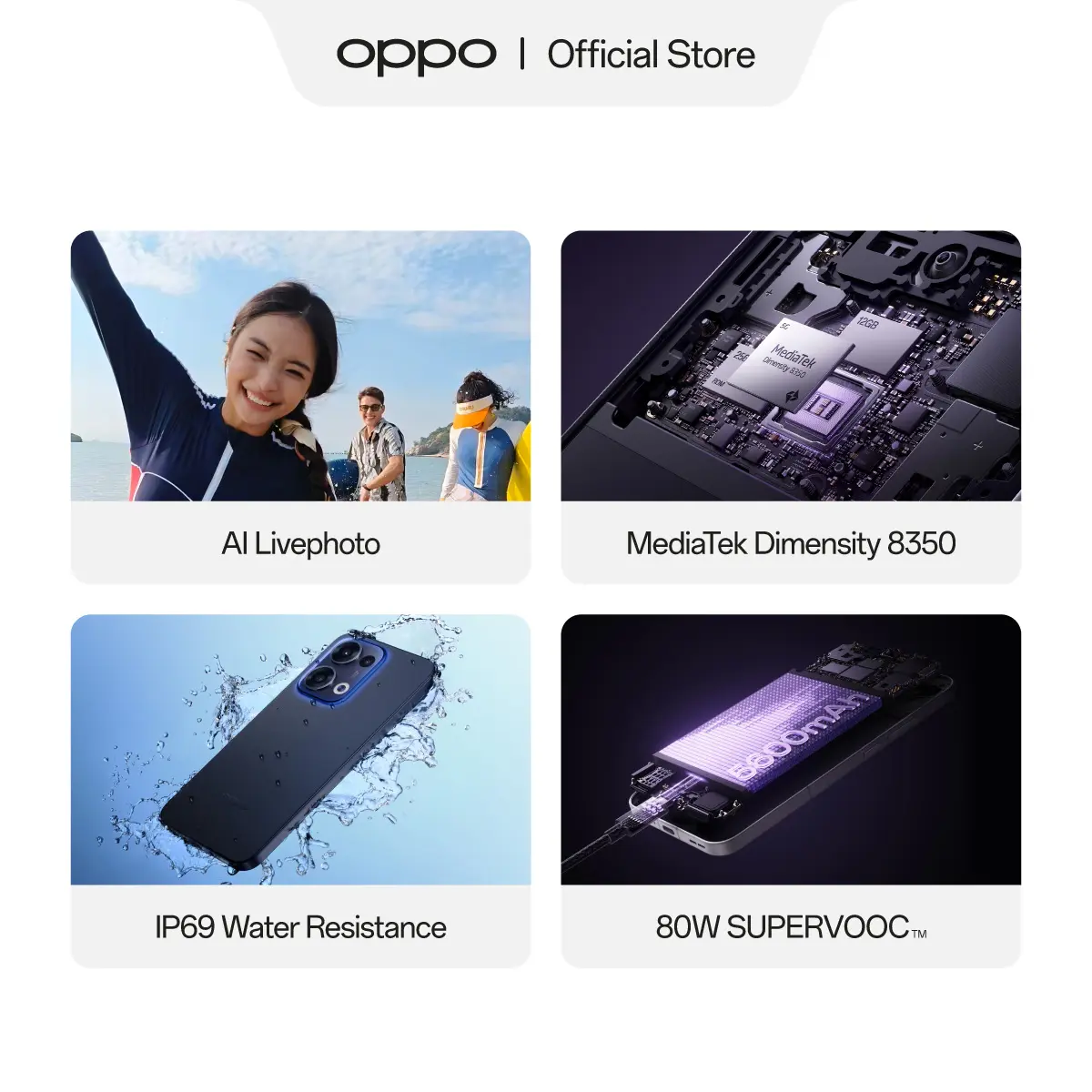 OPPO Reno13 5G 12GB/256GB [80W SUPERVOOC 5600mAh Battery, IP69 Water Resistance: Underwater Photography, AI Livephoto]