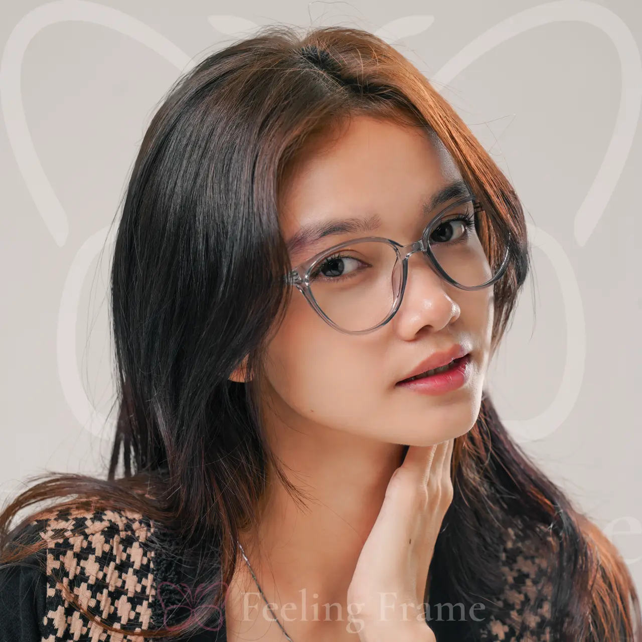 (BELI 1 GR4T1S 1)frame kacamata cat eye hana series Frame Perempuan Antiradiasi Blueray Cewek Lensa