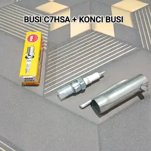 KONCI BUSI + SPARKPLUGS BUSI ( C7HSA ) HONDA GRAND SUPRA X LAMA HONDA WIN ASTREA PRIMA LEGENDA SUPRA FIT NEW SUPRA FIT LAMA REVO OLD 110  BUSI NGK  SPARK PLUGS HIGH QUALITY KUALITAS TERJAMIN