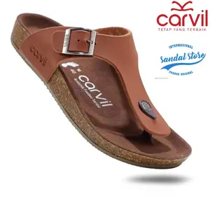 Sandal Japit Carvil Puyu original bergaransi Warna Hitam Cokelat Tan pria wanita size 38-43 Jepit
