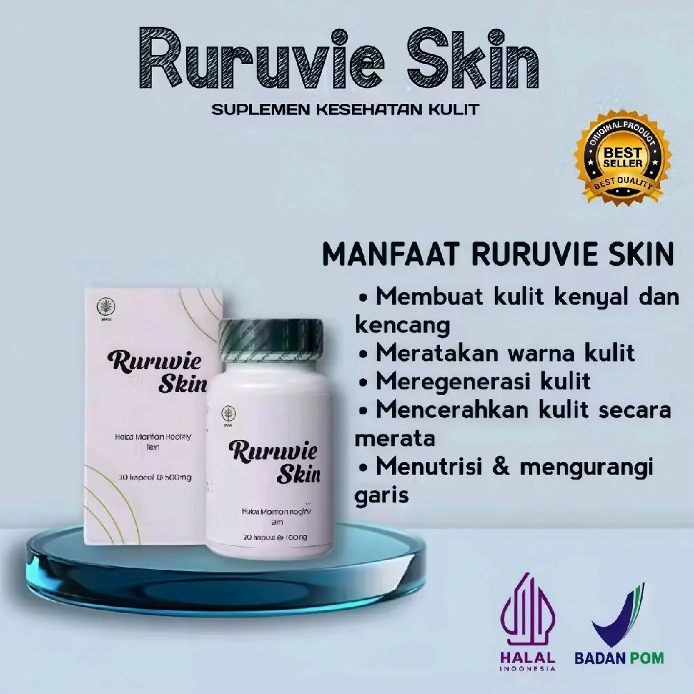 Ruruvie Skin -Suplemen Nutrisi Kulit, Aman BPOM | Cerahkan Kulit, Glowing Alami, Bebas Kusam Minuman Glutathione