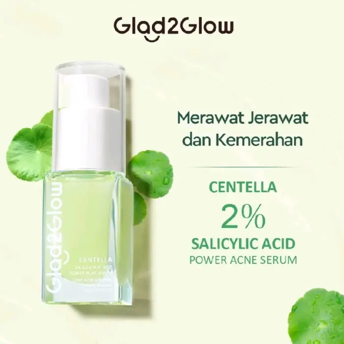 Glad2Glow Centella 2% Salicylic Acid Acne Serum Wajah 17ml | Obat Jerawat | serum hijau