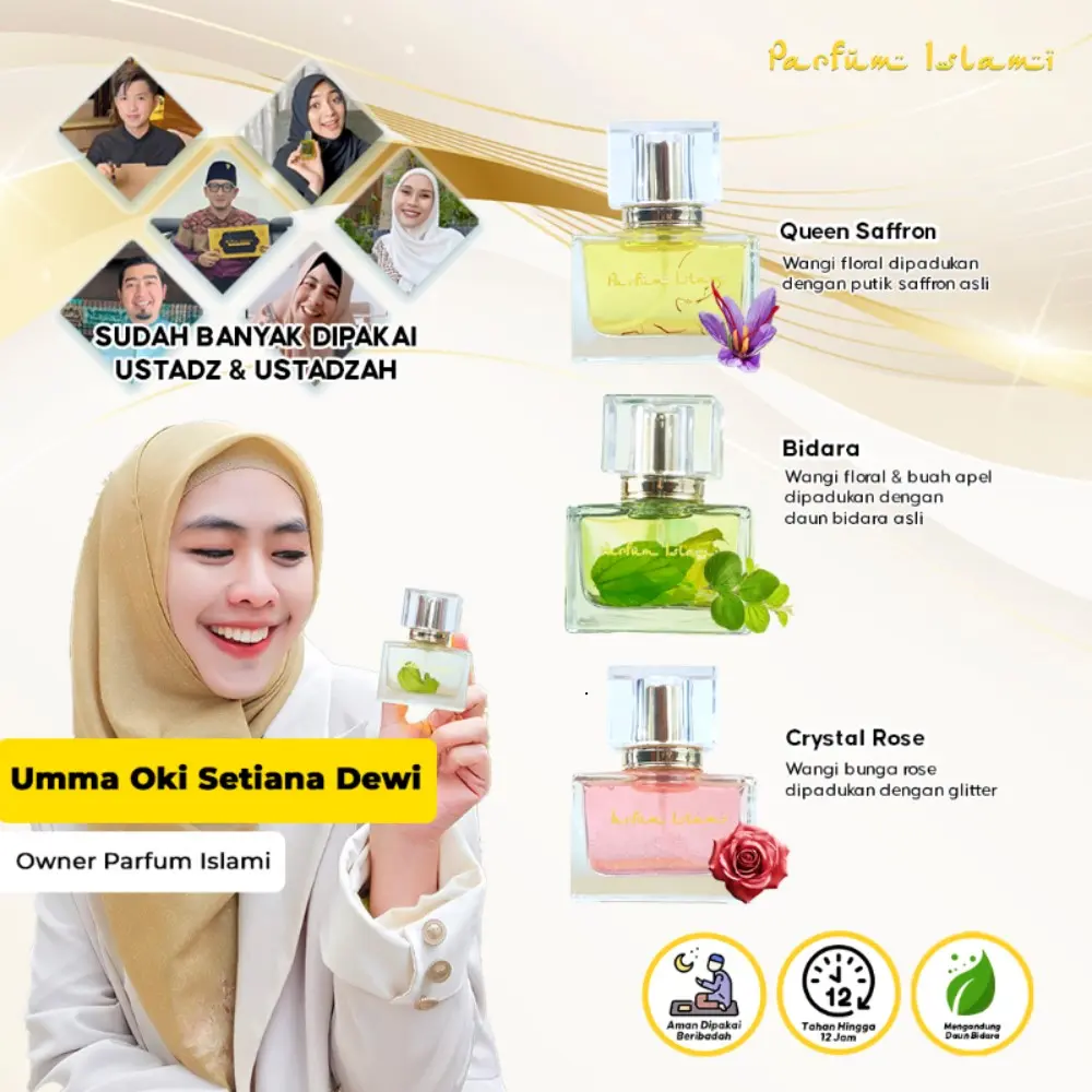 PARFUM ISLAMI Spesial Edition BIDARA by Oki Setiana Dewi Wangi nya Harum, Mewah, Tahan Lama, Best Seller dan Favorit yang langsung diracik oleh Ahlinya