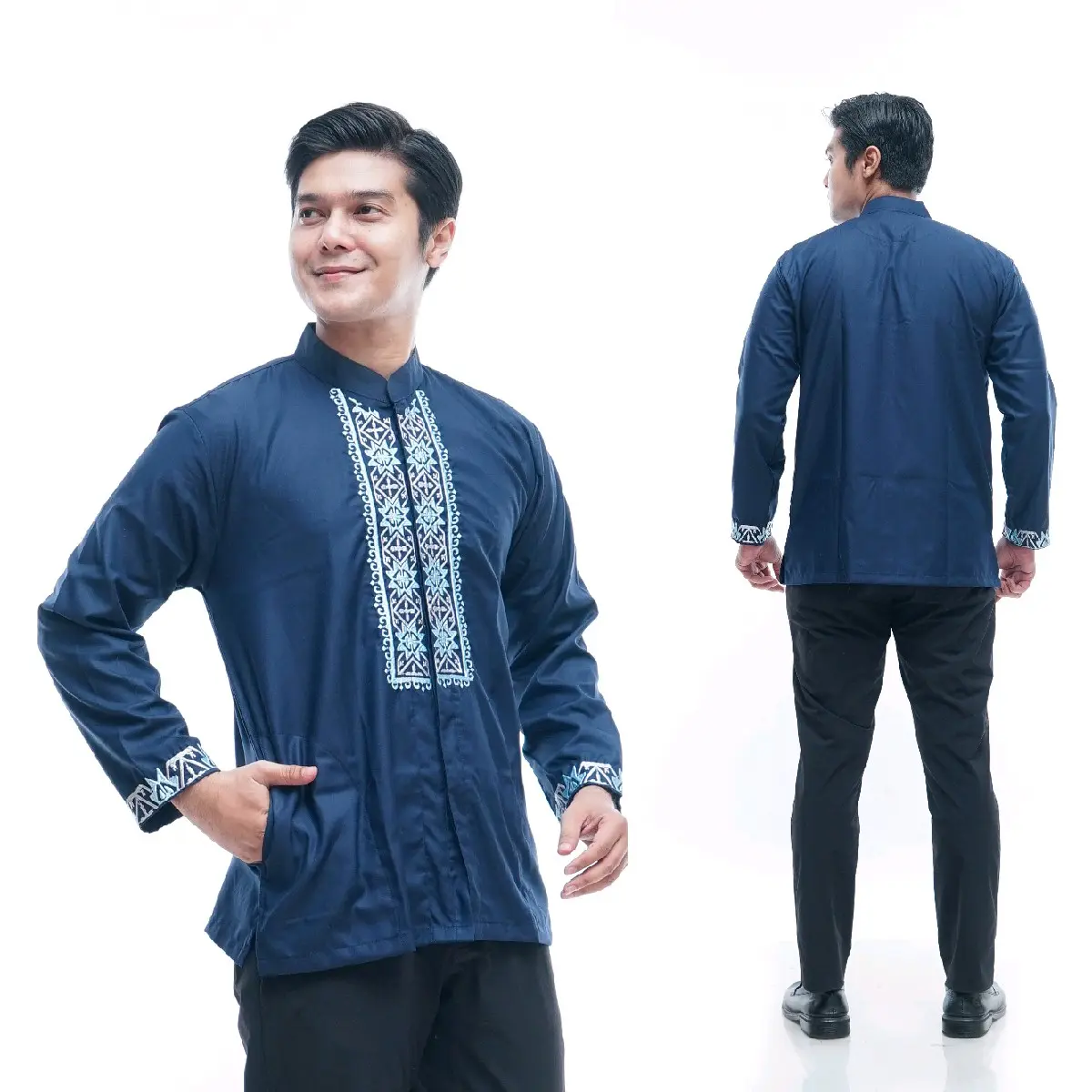 Al-khaj Baju Koko Muslim Bordir Pria Jumbo Dewasa Lengan Panjang