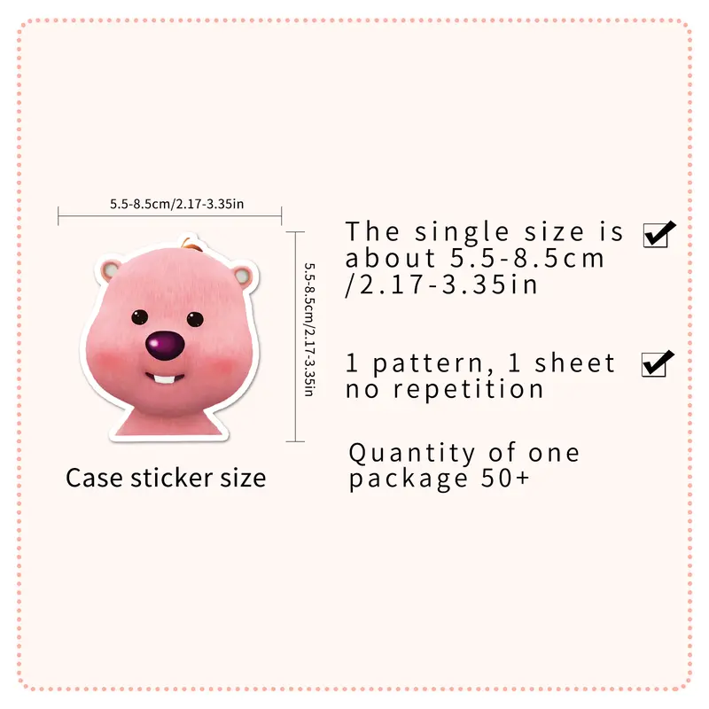 50/10 miếng Loopy sticker, siêu dễ thương, không thấm nước, thích hợp cho máy tính xách tay, điện thoại, ô tô, mũ bảo hiểm 7